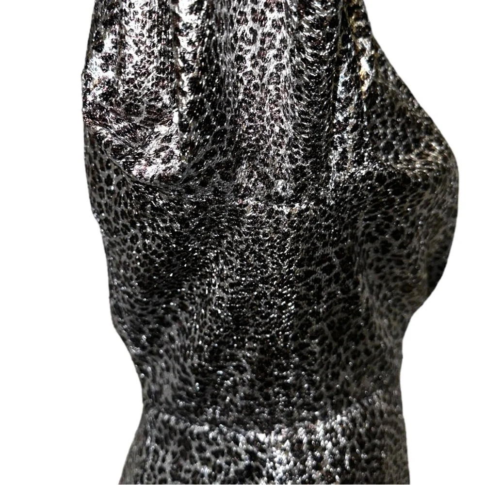 Nwt Ronny Kobo Jerry Leopard Print Cocktail Mini Dress Metallic Silver M - Picture 10 of 17